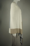 Tribal Long Poncho, Elegant long poncho made with soft and drapey material., White, Grey, 85% rayon, 15% linen, 