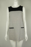 Love 21 Mini Straight Dress with Solid Black Top and Striped B&W bottom, Cute and comfy, this unique Black and White Striped Mini-Dress with Long Zipper in the back is perfect for outing  events and casual hangouts.  , Black, White, Cotton Fabric, women's Dresses & Rompers, women's Black, White Dresses & Rompers, Love 21 women's Dresses & Rompers, Simple Casual Black and White Women's Dress, Straight Cut Comfy Women's Dress, Women's Baseball Dress
