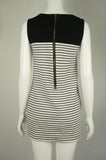 Love 21 Mini Straight Dress with Solid Black Top and Striped B&W bottom, Cute and comfy, this unique Black and White Striped Mini-Dress with Long Zipper in the back is perfect for outing  events and casual hangouts.  , Black, White, Cotton Fabric, women's Dresses & Skirts, women's Black, White Dresses & Skirts, Love 21 women's Dresses & Skirts, Simple Casual Black and White Women's Dress, Straight Cut Comfy Women's Dress, Women's Baseball Dress