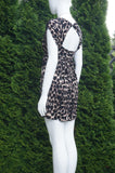 Miss Selfridge Leopard Print Open Back V-neck Dress, Stretchy material with elastic waistband. Overall length 32 inches. Waist 27 inches when elastic is relaxed., Black, Brown, 100% viscose, women's Dresses & Rompers, women's Black, Brown Dresses & Rompers, Miss Selfridge women's Dresses & Rompers, V-neck dresses, open back dress, leopard print dress