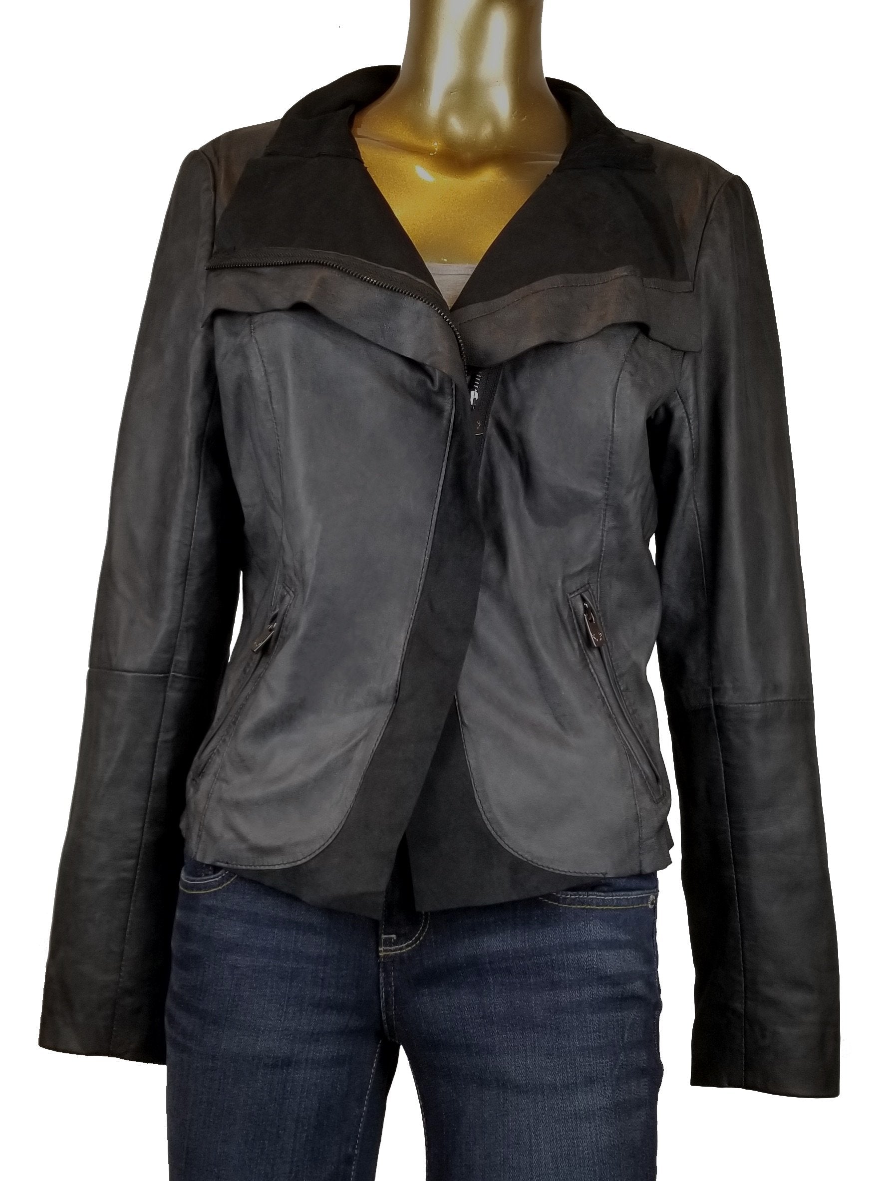 Bod & Christensen Women's Leather Moto Jacket, Soft leather that keeps you warm inside and shine outside , Black, 100% Leather shell, jacket, vintage women leather jacket, women black leather jacket