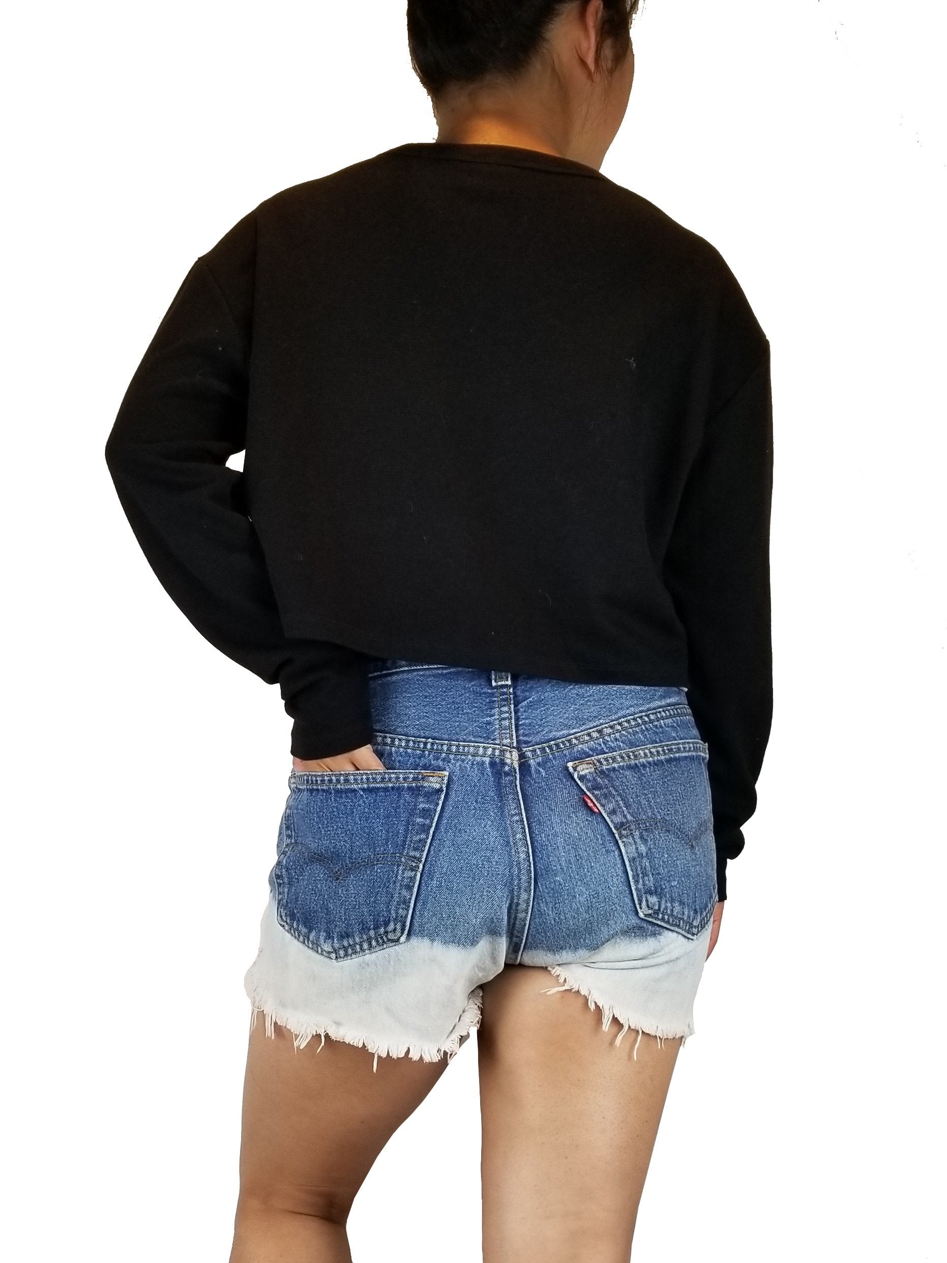 Sunday Best Black Crop Top, High rise shorts with unique design that goes with your unique style, Blue, 100% Cotton, Shorts, jean shorts, women's jean shorts, fashionable shorts, shorts with unique design, women's fourth of July shorts
