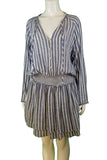 Rails Stripped Long Sleeve Dress, Blue and white stripped loose fitting dress. Comfortable to wear, White, Blue, 55% Linen, 45% Rayon, women's Dresses & Rompers, women's White, Blue Dresses & Rompers, Rails women's Dresses & Rompers, Dress, women's loose fitting shirt dress, women's linen dress with V-neck, women's summer shirt dress, blue A-line dress with long sleeves and V-neck