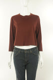 Wilfred Cute Comfy Burgundy Crop Top, If you believe in comfortable fashion that makes you look cute and not like you're trying so hard, this burgundy crop top is for you. , Red, 100% cotton, women's Tops, women's Red Tops, Wilfred women's Tops, wilfred crop top with midi sleeves, aritzia women's crop top, women's crop top