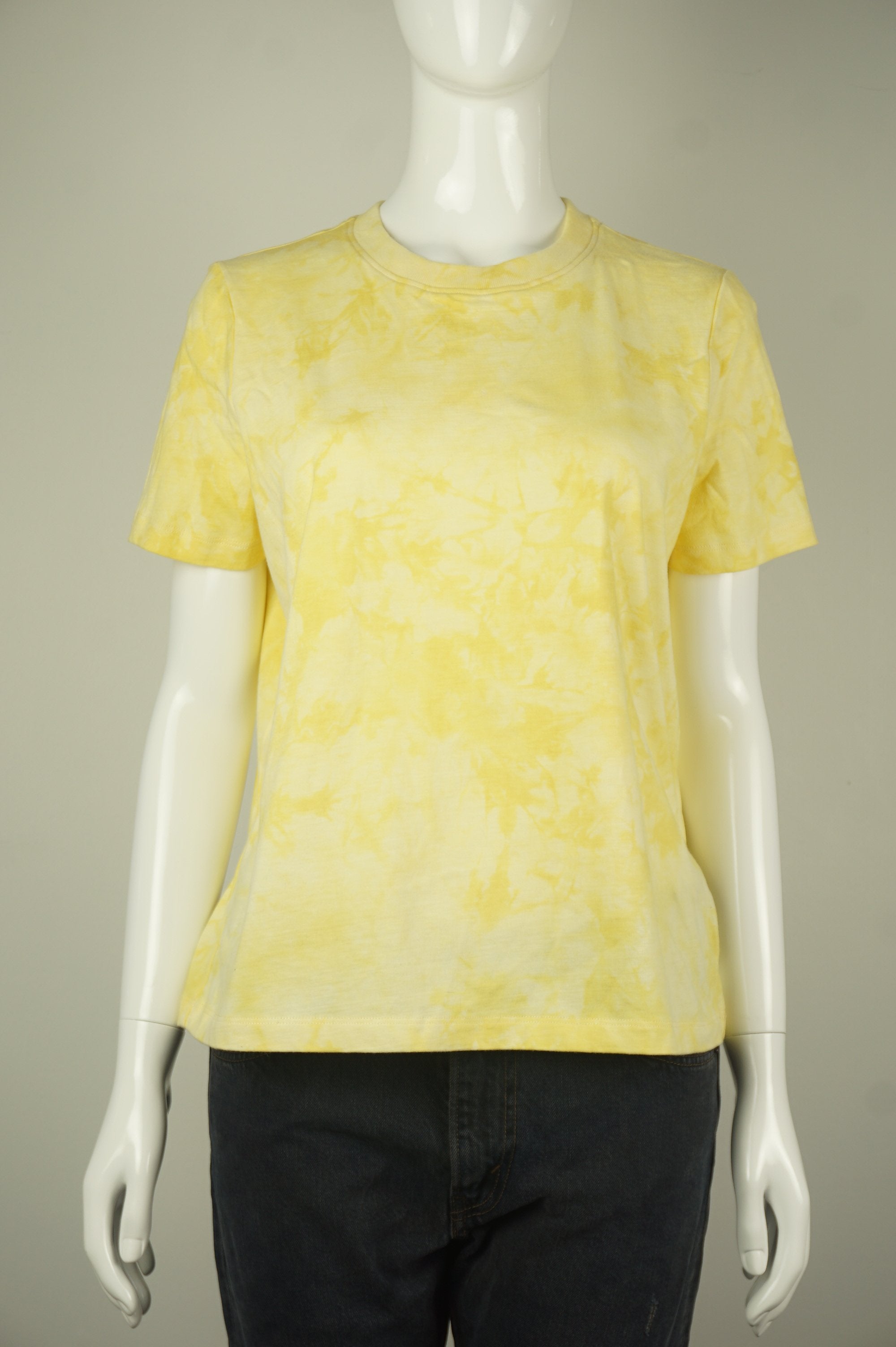 Frank and Oak Hippie's 60s-inspired tie-die yellow short sleeves shirt, What hippies got right, absolutely, in all occasions? Tie-die shirts, of course! This 60s-inspired statement piece is short-sleeved with crewneck, dropped shoulders, and a tie-die design. , Yellow, 100% Cotton. Comfortable and Breathable Fabric. , women's Tops, women's Yellow Tops, Frank and Oak women's Tops, Frank&Oak tie dye shirt, women's tie dye shirt, women's tops