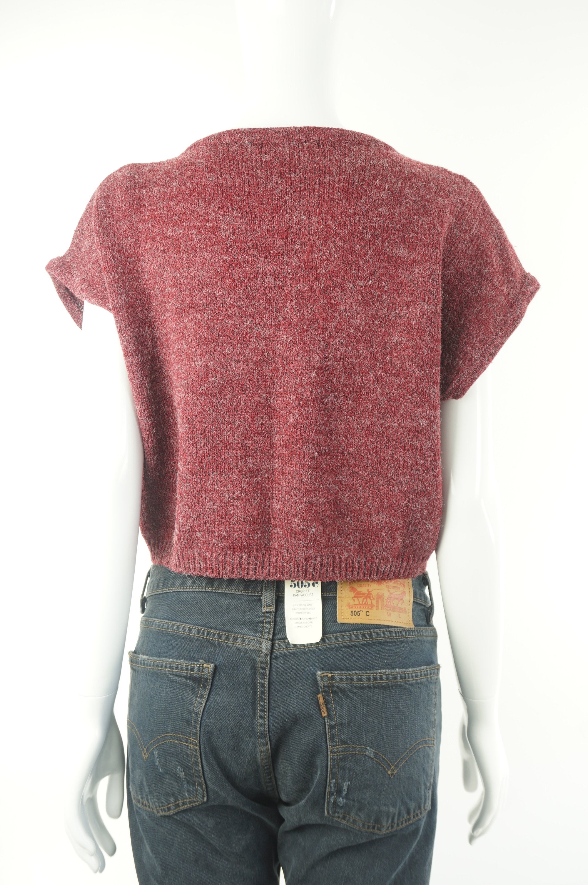 Editor Capped Sleeve Crop Top Sweater, Stylish crop-top sweater for the spring., Red, , women's Tops, women's Red Tops, Editor women's Tops, aritzia women's sweater, aritzia women's crop top sweater, aritzia women's short sweater, women's red crop top sweater