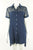 Ever New Dark Blue Button Up Long Shirt with Pockets, Cute  button up long shirt, or shirt dress for the petite;) Sheer fabric on top adds a bit sexiness to the casual look., Blue, 100% polyester, women's Dresses & Rompers, Tops, women's Blue Dresses & Rompers, Tops, Ever New women's Dresses & Rompers, Tops, ever new button down shirt dress and see through shoulder, ever new women's blue long shirt, ever new women's stylish shirt