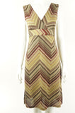 Catwalk Chevron V-neck Stretchy Long Dress, Very stretchy and comfortable dress for those who moves around in style., Yellow, Brown, 92% polyester, 8% spandex, women's Dresses & Rompers, women's Yellow, Brown Dresses & Rompers, Catwalk women's Dresses & Rompers, women's long stretchy midi dress zigzag patterns, women's sleeveless midi dress zig zag patterns