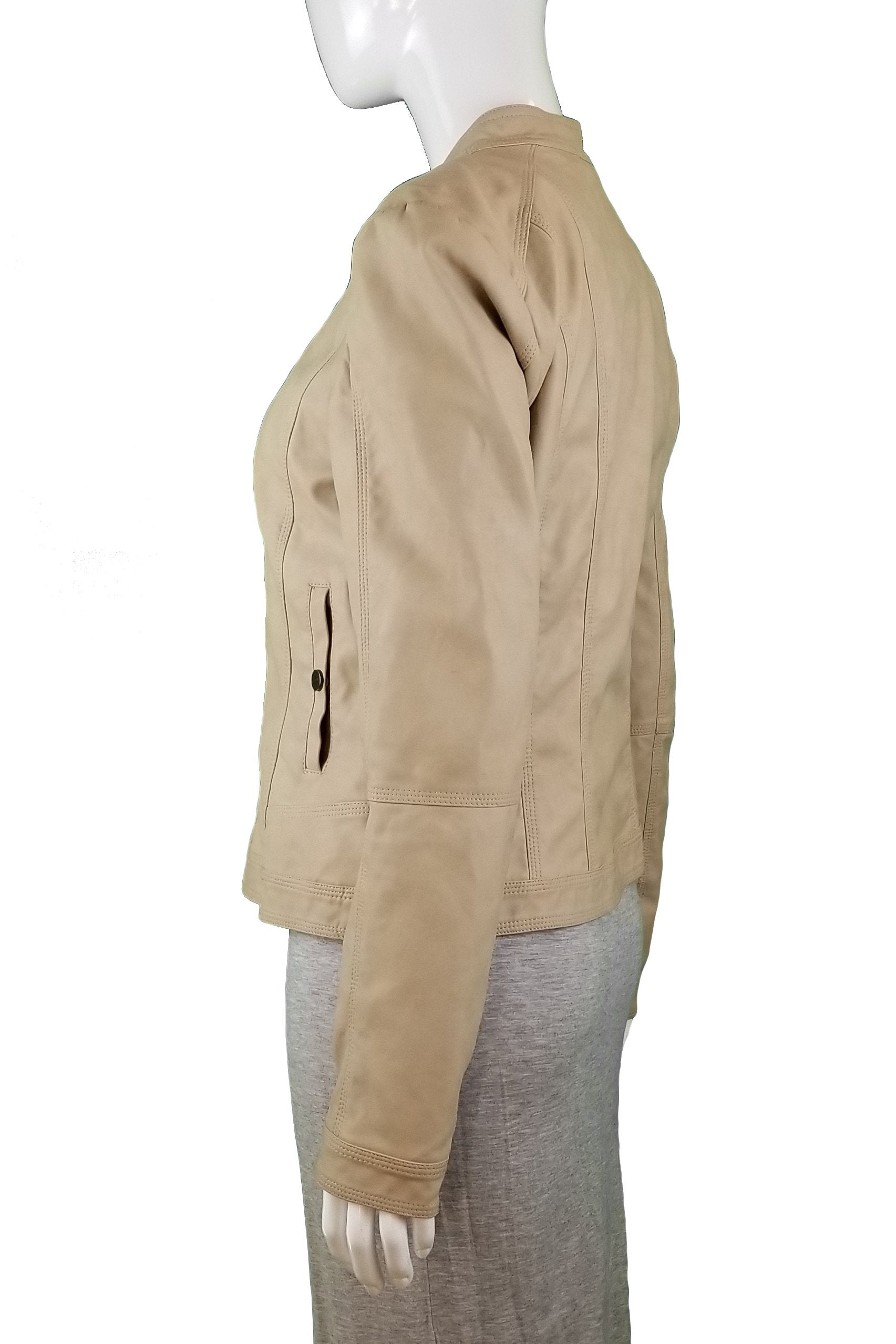 ONLY Faux Leather Jacket, Unique light color leather jacket, soft to the touch, Tan, Brown, Shell: 50% Polyurethane, 50% Viscose. Lining: 100% Polyester, women's Jackets & Coats, women's Tan, Brown Jackets & Coats, ONLY women's Jackets & Coats, women's leather jacket, ONLY women's jacket, women's coat