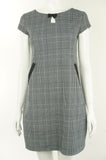 Elli Share Straight Cut Checked Patterns Professional Dress with Cute Little Bow Tie, Looking for a dress to impress? This Straight Cut Checked Patterns Professional Dress with Cute Little Bow Ties will make you look so sharp and bring out that confidence you have in you. , Grey, , women's Dresses & Rompers, women's Grey Dresses & Rompers, Elli Share women's Dresses & Rompers, Professional women's dress, Checked Pattern Work Dress, Checked Print Work Dress, Business Casual Women's dress