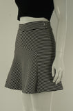 Express High Waisted Black and White Striped A-line Skirt, Black and white stripes in different cuts add uniqueness to this cute yet professional A-line skirt. Hits perfectly right at the knees, for petitie cuties, of course!, Black, White, 68% Polyester, 30% Rayon, 2% Spandex, women's Skirts & Shorts, women's Black, White Skirts & Shorts, Express women's Skirts & Shorts, black and white work flare skirt, black and white stripped professional flare skirt, Business Casual A-line flare skirt