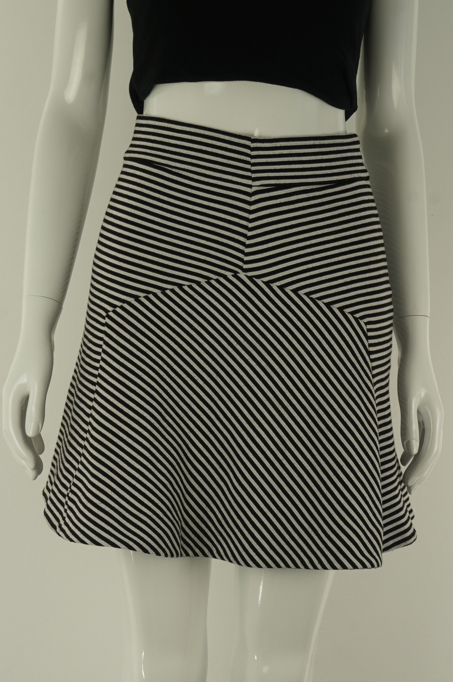 Express High Waisted Black and White Striped A-line Skirt