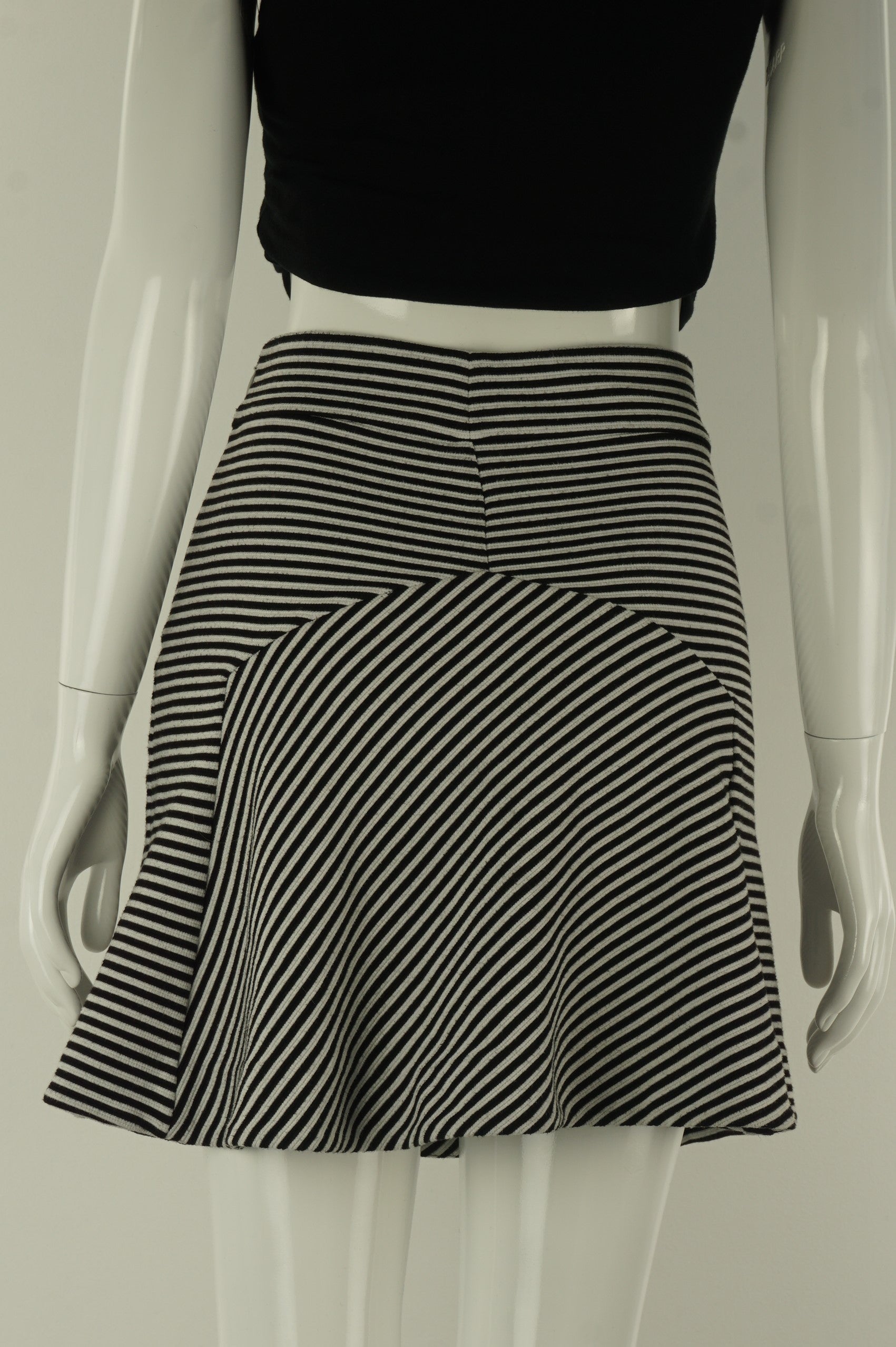 Express High Waisted Black and White Striped A-line Skirt