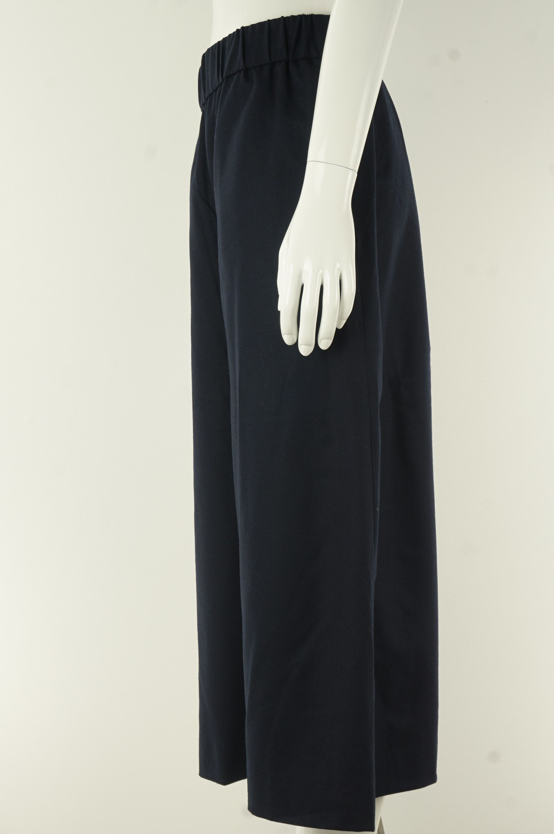 COS Wide Leg Pants With Elastic Waistband, The wide legs and the elastic waist band SCREAMS comfortableness! All natural wool material also garantees warth for the winter months., Blue, 96% Wool, 4% Elastane, women's Pants & Shorts, women's Blue Pants & Shorts, COS women's Pants & Shorts, Women's wide legged pants, women's wool pants