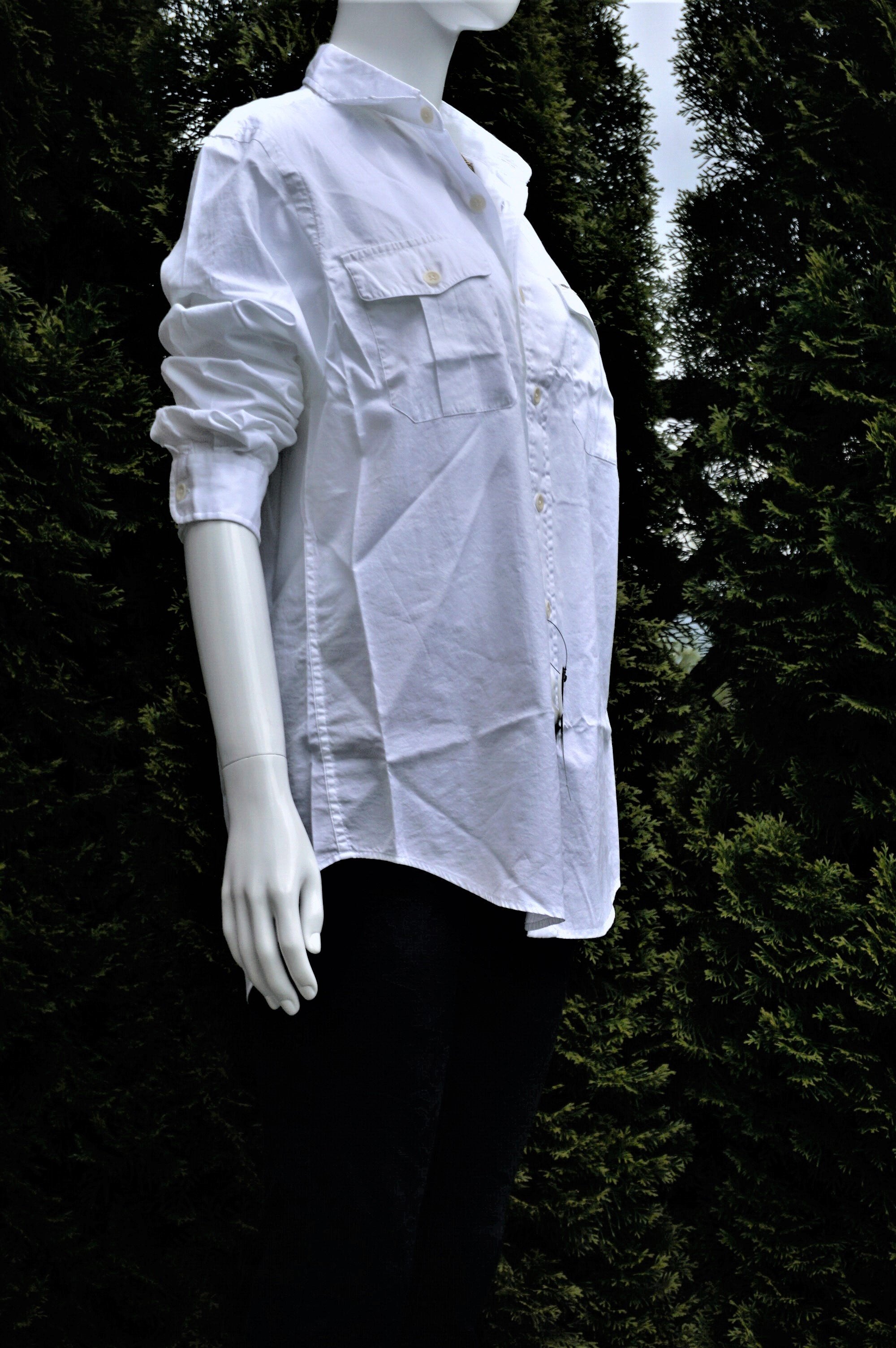 Ralph Lauren Pure Cotton Beach Twill Button Up Shirt, Simple, comfy and classic. Premium quality brand new shirt with tag still attached. Grab it before it's gone;), White, 100% Cotton, women's Tops, women's White Tops, Ralph Lauren women's Tops, classic button up white shirt, boyfriend shirt, white shirt, beach twill shirt