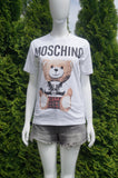 Moschino White T-Shirt With Teddy, Casual but totally stylish!, White, 100% Cotton, women's Tops, women's White Tops, Moschino women's Tops, teddy bear t-shirt, white teddy shirt, designer t-shirt, cute t-shirt