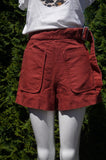 Sandro Denim Shorts With Front Pockets, Wide denim shorts with pockets and belt. The go to bottom for the summer, Orange, 70% Cotton, 30% Viscose, women's Skirts & Shorts, women's Orange Skirts & Shorts, Sandro women's Skirts & Shorts, red shorts, wide shorts, summer shorts, stylish shorts, shorts with pockets,