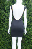 VaVaVoom Black Backless Bodycon Dress, Stretchy Material. 
Measurements: bust 32 inches, waist 26 inches, hip 31 inches. Length 32 inches., Black, Yellow, Polyester, women's Dresses & Rompers, women's Black, Yellow Dresses & Rompers, VaVaVoom women's Dresses & Rompers, black dress, backless dress, 