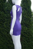 Bebe Purple Sleeveless Mini Dress with Cut-out Design, Stretchy material. Bust 30 inches, Waist 23 inches, length 30 inches, Purple, Body: 88% Nylon, 12% Spandex. Lining: 95% Polyester, 5% Spandex, women's Dresses & Rompers, women's Purple Dresses & Rompers, Bebe women's Dresses & Rompers, cut-out dress, bodycon dress, 