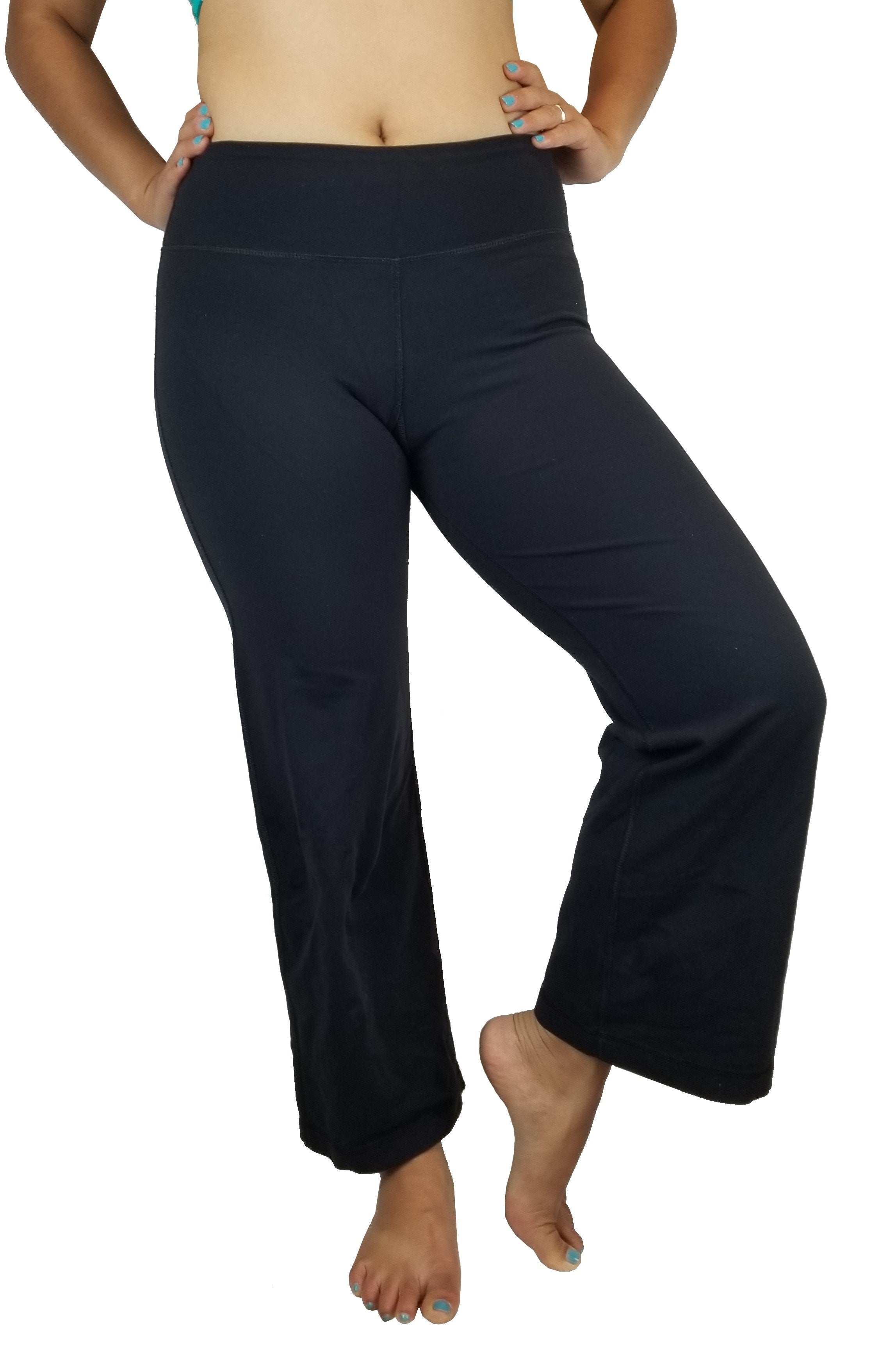 Lululemon Women's Size 6 Black Fold Over Waist Wide Leg Yoga Pants