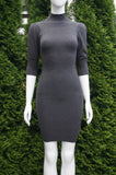 Seduction Dark Grey Half Sleeve Scoop Back Turtle Neck Sweater Dress, Bust 26, waist 23, length 36 (inches) when relaxed. Very stretchy., Grey, 62% Rayon, 23% Polyester, 15% Spandex, women's Dresses & Rompers, women's Grey Dresses & Rompers, Seduction women's Dresses & Rompers, warm sweater dress, half sleeve sweater, warm dress, warm winter dress,
