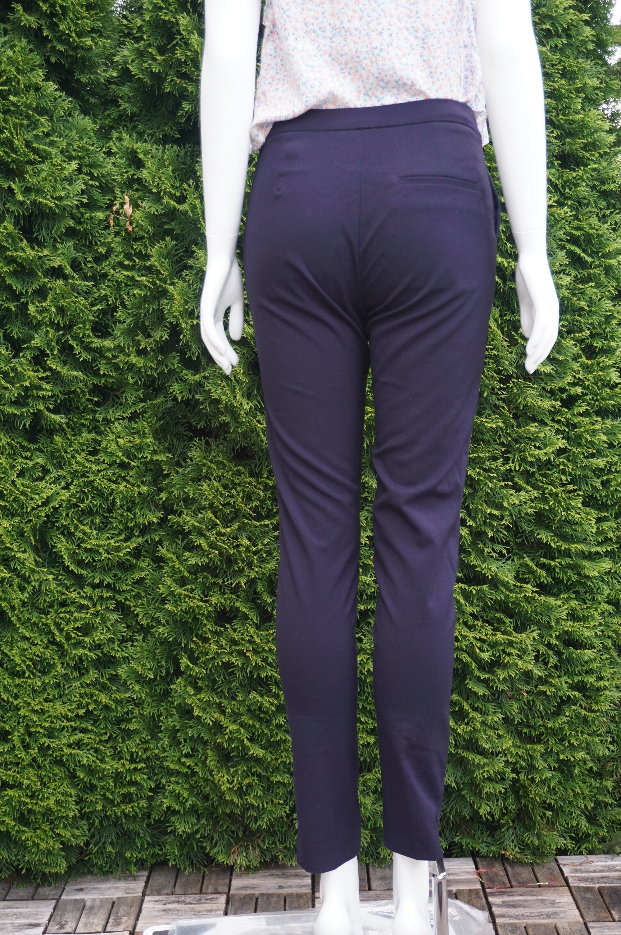 H&M Dress Pants Womens Size 6 Elastic Waist Slim Fit Slacks Cotton Blend  Gray