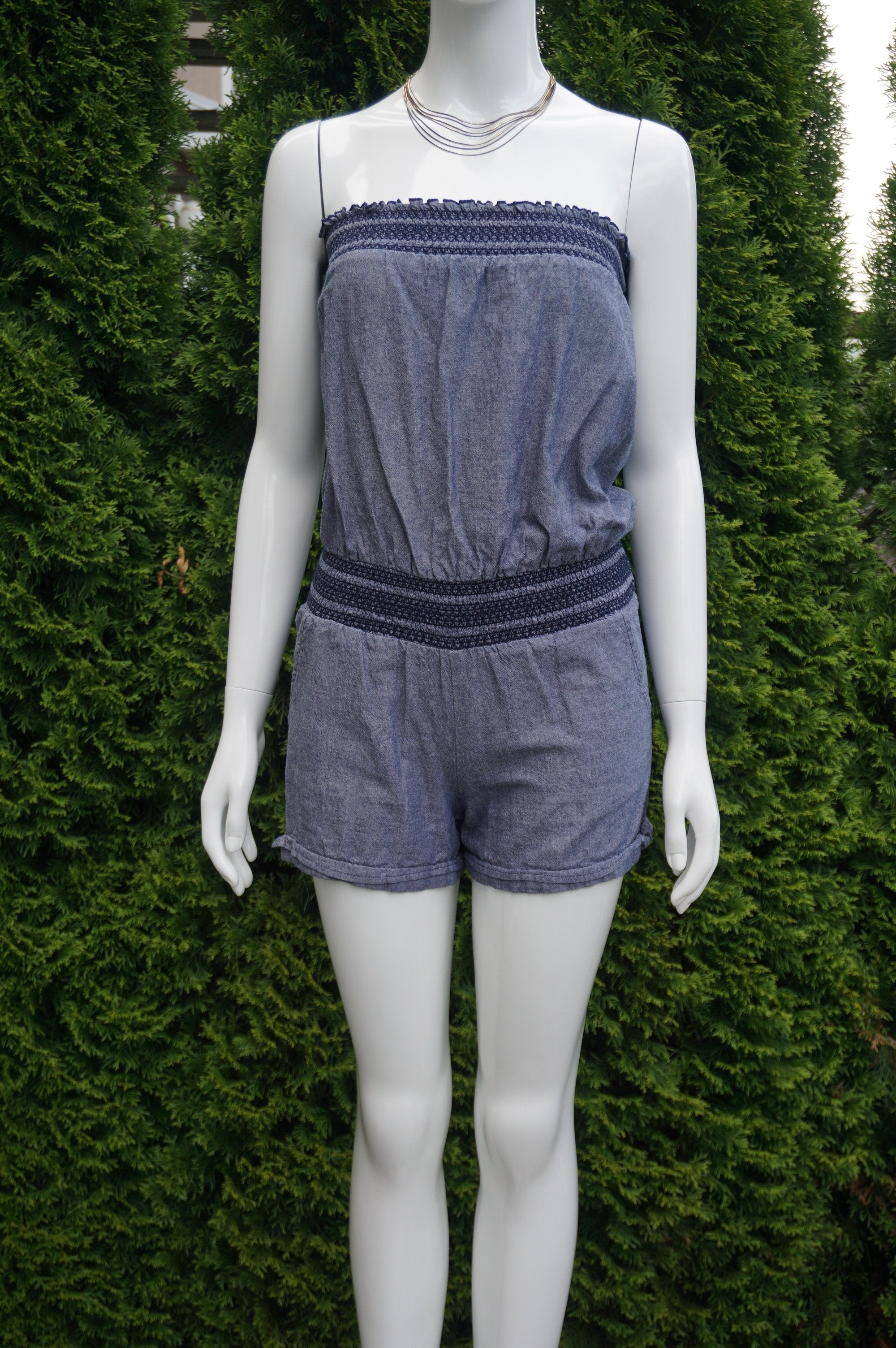 Honolua Wahine Strapless Elastic Tube Romper , Cute, sexy, and comfy - this jumpsuit is the whole package. Elastic top measures 24 inches, breast measures 36 inches, length 23 inches measured from top of breast. , Blue, women's Dresses & Rompers, women's Blue Dresses & Rompers, Honolua Wahine women's Dresses & Rompers, Jumpsuit, Romper,Spaghetti banded strap romper, banded tube romper, banded strapless jumpsuit