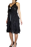BCBGMAXAZRIA Flowy Cocktail Dress with Front Crystal Tie, Look and feel your best in this flowy cocktail dress perfect. Its front crystal bow tie at the waist accentuates the positives of your figure in this., Black, 71% Cotton 27% Polyester 2% Spandex , dress, women's party black dress, women's black designer's formal dress, black prom dress, fashion, black dress, featured