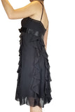 BCBGMAXAZRIA Flowy Cocktail Dress with Front Crystal Tie, Look and feel your best in this flowy cocktail dress perfect. Its front crystal bow tie at the waist accentuates the positives of your figure in this., Black, 71% Cotton 27% Polyester 2% Spandex , dress, women's party black dress, women's black designer's formal dress, black prom dress, fashion, black dress, featured