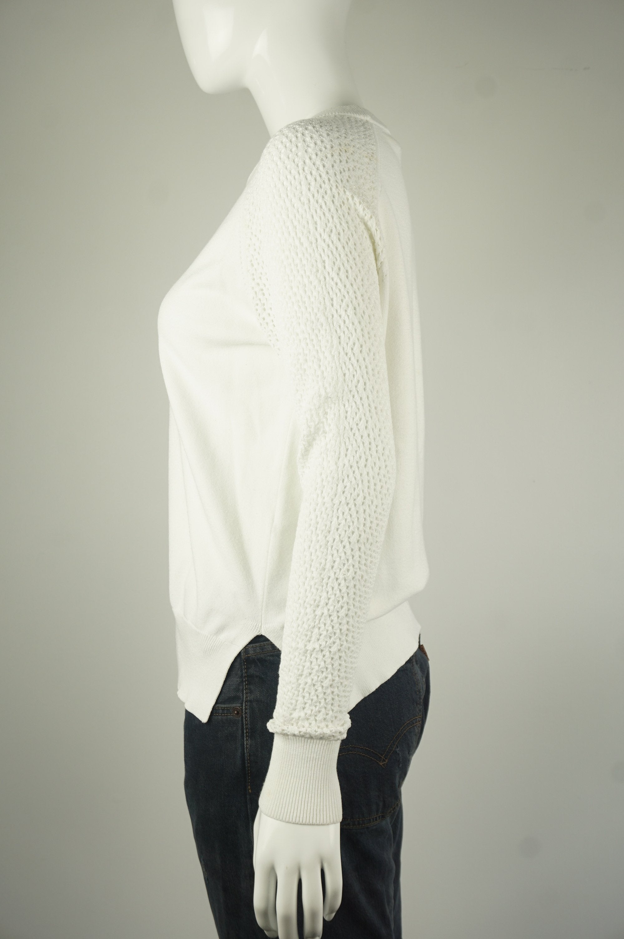 Wilfred White Sweater, Elegant yet casual sweater, White, , women's white sweater, women's white sweater with lace sleeves