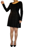 Talula Long Sleeve Fit and Flare Black Velvet Dress, Feel the softness of this classy black velvet dress. Classy yet playful! , Black, 90% Polyester 10% Spandex, Dress, Velvet Dress, Black winter velvet dress, fashion, black holiday dress, black party dress, black Christmas dress, black new year dress