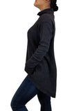 We the free Women's Turtleneck Pullover, Flowy turtleneck pullover for a comfy yet elegant look, Grey, 50% Polyester, 38% Cotton, 12% Rayon, sweater, shirt, turtleneck, loose sweater, women's black turtleneck with open back