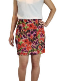 Bebe tie-die orange mini skirt, Vibrant color for the vibrant you!, Orange, Shell: 100% Polyester. Lining: 97% Polyester, 3% Spandex, skirt, floral purple and orange mini skirt, fashion, floral multi-colored mini skirt