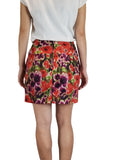 Bebe tie-die orange mini skirt, Vibrant color for the vibrant you!, Orange, Shell: 100% Polyester. Lining: 97% Polyester, 3% Spandex, skirt, floral purple and orange mini skirt, fashion, floral multi-colored mini skirt