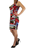   Midi Business Casual Dress, Body-hugging dress with unique design that matches your great taste. Comfortable fabric, Red, Black, Shell Polyester and Elastane. Lining: 100% Polyester, colored dress, multi colored dress with unique design, women's formal dress, women's body hugging dress