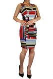   Midi Business Casual Dress, Body-hugging dress with unique design that matches your great taste. Comfortable fabric, Red, Black, Shell Polyester and Elastane. Lining: 100% Polyester, colored dress, multi colored dress with unique design, women's formal dress, women's body hugging dress